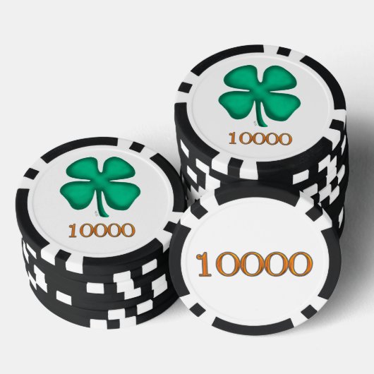 Lucky 4 Leaf Irish Clover bg 10K Stripe Poker Chip (Stapel)