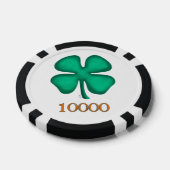 Lucky 4 Leaf Irish Clover bg 10K Stripe Poker Chip (Einzeln)