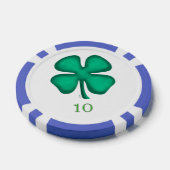 Lucky 4 Leaf Irish Clover blu 10 Streifen Poker Ch Pokerchips (Einzeln)