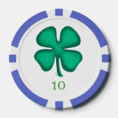 Lucky 4 Leaf Irish Clover blu 10 Streifen Poker Ch Pokerchips (Vorderseite)