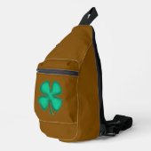 Lucky 4 Leaf Irish Clover brauner Rucksack (Rechte Ecke)