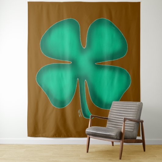 Lucky 4 Leaf Irish Clover brown tapestry Wandteppich (Beispiel)