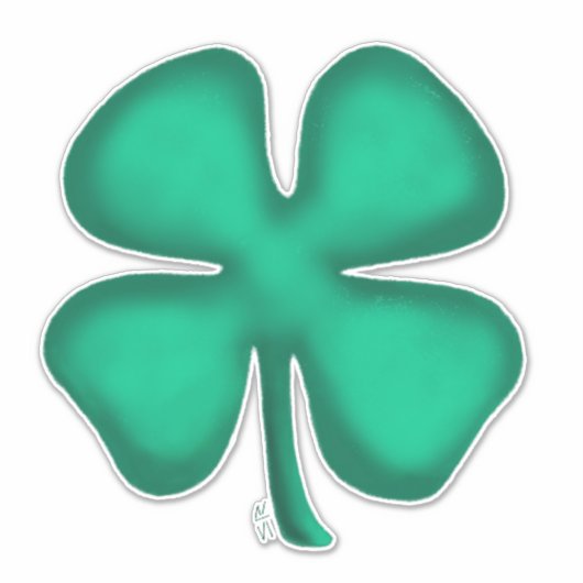 Lucky 4 Leaf Irish Clover Extra lg Kontur Aufklebe Aufkleber (Vorderseite)