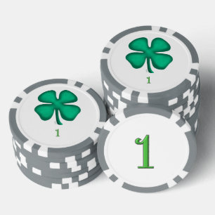 Lucky 4 Leaf Irish Clover Grau 1 Streifen Poker Ch Pokerchips