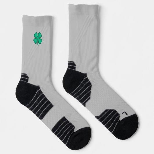 Lucky 4 Leaf Irish Clover graue Performance Socken (Rechts)