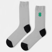 Lucky 4 Leaf Irish Clover graue Premiumsocken Socken (Linkes Detail)