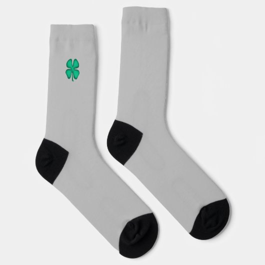 Lucky 4 Leaf Irish Clover graue Premiumsocken Socken (Rechts)