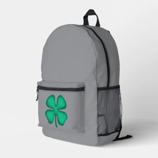 Lucky 4 Leaf Irish Clover grauer Rucksack (Rückseitige Ecke Rechts)