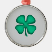Lucky 4 Leaf Irish Clover gray rd premium ornament (Vorne)