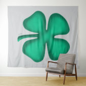Lucky 4 Leaf Irish Clover gray tapestry Wandteppich (Beispiel (Horizontal))