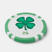 Lucky 4 Leaf Irish Clover grn 25 Streifen Poker Ch Pokerchips (Einzeln)