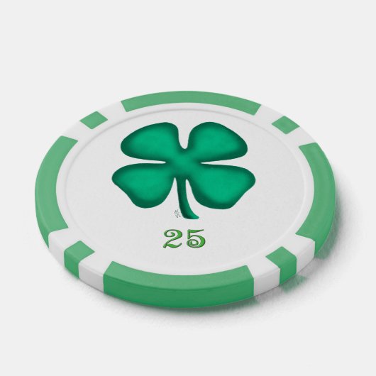 Lucky 4 Leaf Irish Clover grn 25 Streifen Poker Ch Pokerchips (Einzeln)