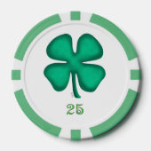 Lucky 4 Leaf Irish Clover grn 25 Streifen Poker Ch Pokerchips (Vorderseite)