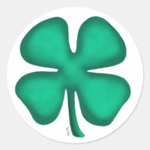 Lucky 4 Leaf Irish Clover große runde Aufkleber