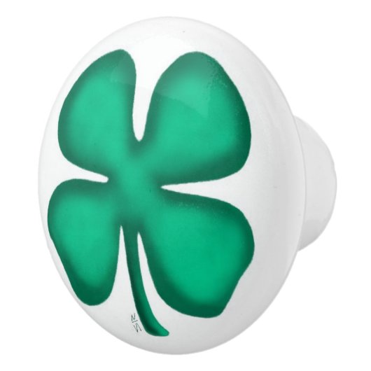 Lucky 4 Leaf Irish Clover Keramik Knopf Keramikknauf (Rechts)