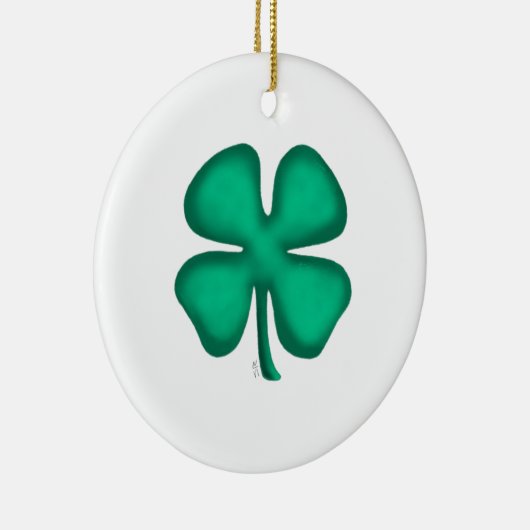 Lucky 4 Leaf Irish Clover Keramik Ornament 2sid (Rechts)