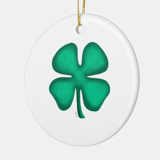Lucky 4 Leaf Irish Clover Keramik Ornament 2sid (Links)