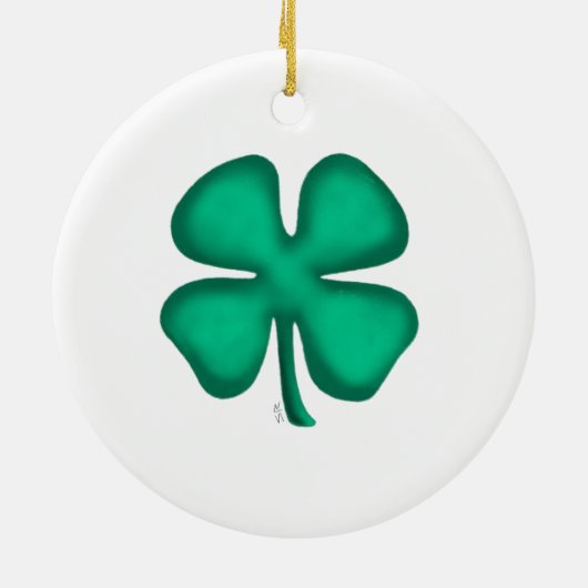 Lucky 4 Leaf Irish Clover Keramik Ornament 2sid (Hinten)