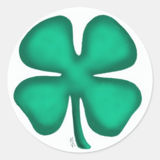 Lucky 4 Leaf Irish Clover kleine runde Aufkleber (Vorderseite)