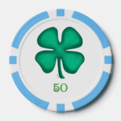 Lucky 4 Leaf Irish Clover lbl 50 Streifen Poker Ch Pokerchips (Vorderseite)