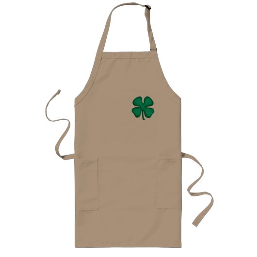 Lucky 4 Leaf Irish Clover long khaki Häuptling Lange Schürze (Vorne)