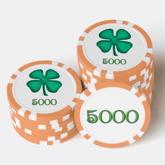 Lucky 4 Leaf Irish Clover org 5 K Strip Poker Chip (Stapel)