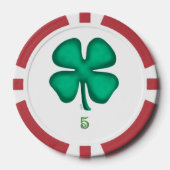Lucky 4 Leaf Irish Clover rot 5 Streifen Poker Chi Pokerchips (Vorderseite)