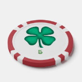 Lucky 4 Leaf Irish Clover rot 5 Streifen Poker Chi Pokerchips (Einzeln)