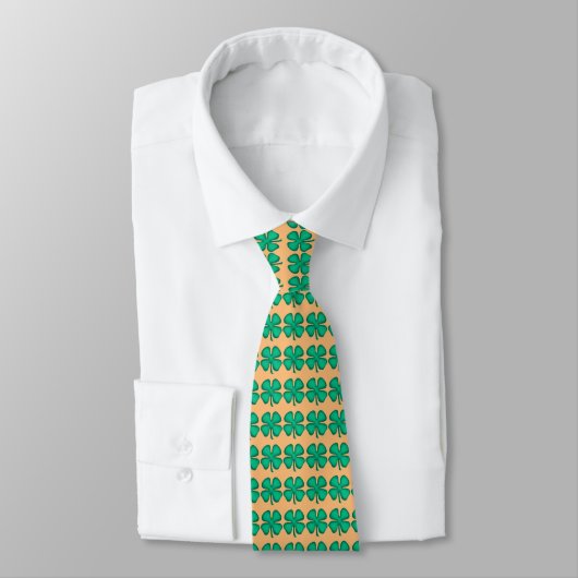 Lucky 4 Leaf Irish Clover tan necktie Krawatte (Gebunden)