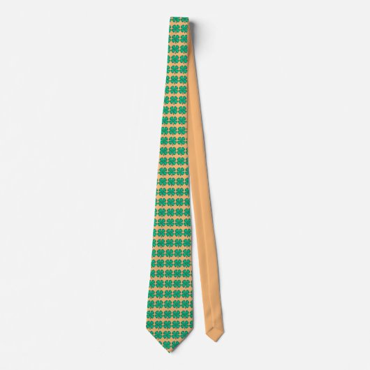 Lucky 4 Leaf Irish Clover tan necktie Krawatte (Vorderseite)