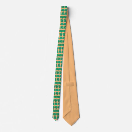Lucky 4 Leaf Irish Clover tan necktie Krawatte (Rückseite)