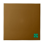 Lucky 4 Leaf Irish Clover tiny brown small tile Fliese (Vorderseite)