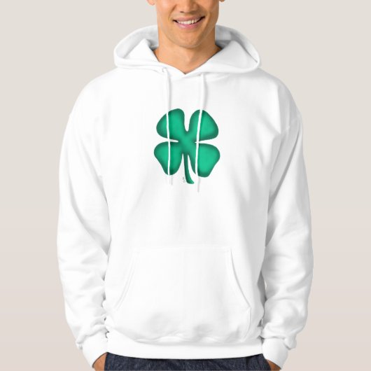 Lucky 4 Leaf Irish Clover weiß gekleidetes Sweatsh Hoodie (Vorderseite)