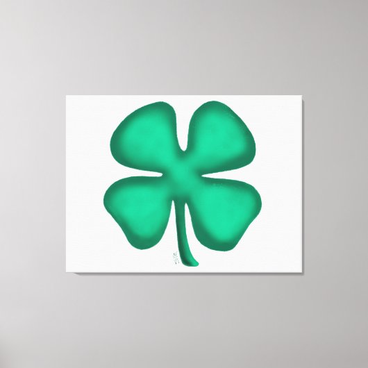 Lucky 4 Leaf Irish Clover weiße Leinwand drucken (Vorderseite)