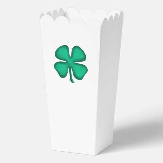 Lucky 4 Leaf Irish Clover weiße Popcornboxen Geschenkschachtel (Vorderseite)