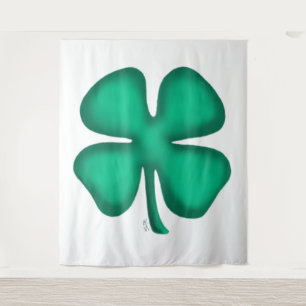 Lucky 4 Leaf Irish Clover weiße Tapisserie Wandteppich