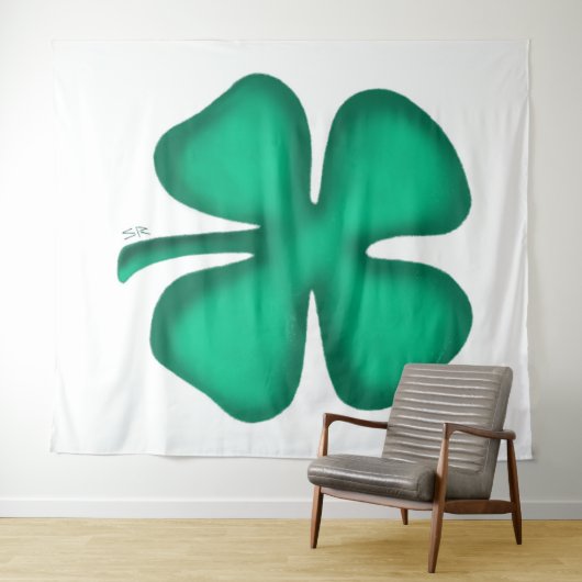 Lucky 4 Leaf Irish Clover weiße Tapisserie Wandteppich (Beispiel (Horizontal))