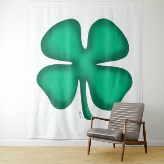 Lucky 4 Leaf Irish Clover weiße Tapisserie Wandteppich (Beispiel)