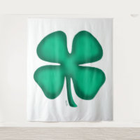 Lucky 4 Leaf Irish Clover weiße Tapisserie