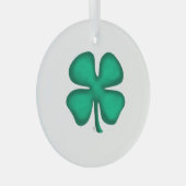 Lucky 4 Leaf Irish Clover white rnd glass ornament (Vorderseite Rechts)