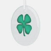 Lucky 4 Leaf Irish Clover white rnd glass ornament (Vorderseite links)