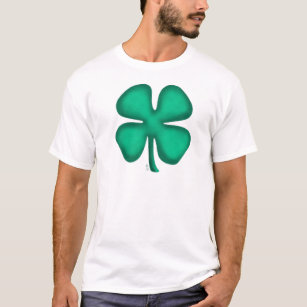 Lucky 4 Leaf Irish Clover White T - Shirt