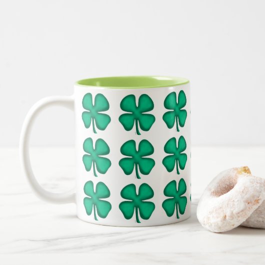 Lucky 4 Leaf Irish Clover zwei Töne Tasse (Mit Donut)