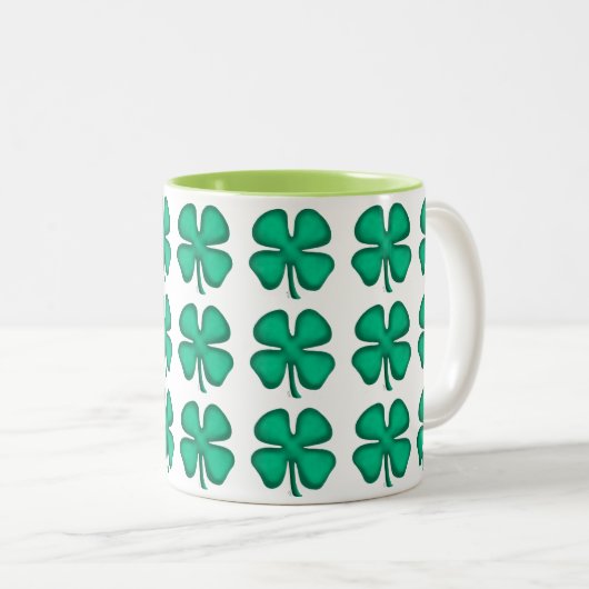Lucky 4 Leaf Irish Clover zwei Töne Tasse (VorderseiteRechts)