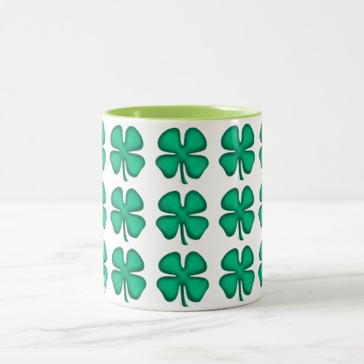 Lucky 4 Leaf Irish Clover zwei Töne Tasse (Mittel)