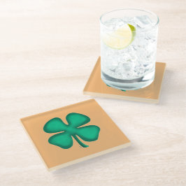 Lucky 4 Leaf Irish Kleber tan Glas Untersetzer