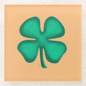 Lucky 4 Leaf Irish Kleber tan Glas Untersetzer (Vorderseite)