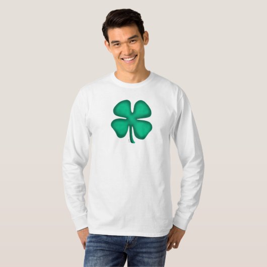 Lucky 4 Leaf Irish Kleber weiße lange Ärmel Shirt (Vorne ganz)