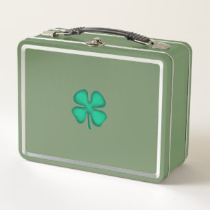 Lucky 4 Leaf Irish Klee grün n n Mittagsschachtel Metall Brotdose