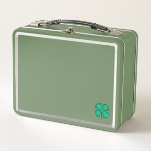 Lucky 4 Leaf Irish Klee grün n n Mittagsschachtel Metall Brotdose